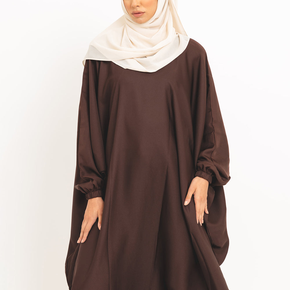 Abaya papillon marron café